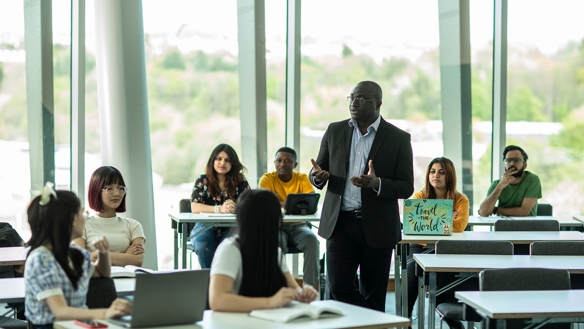 Teacher speaking in classroom