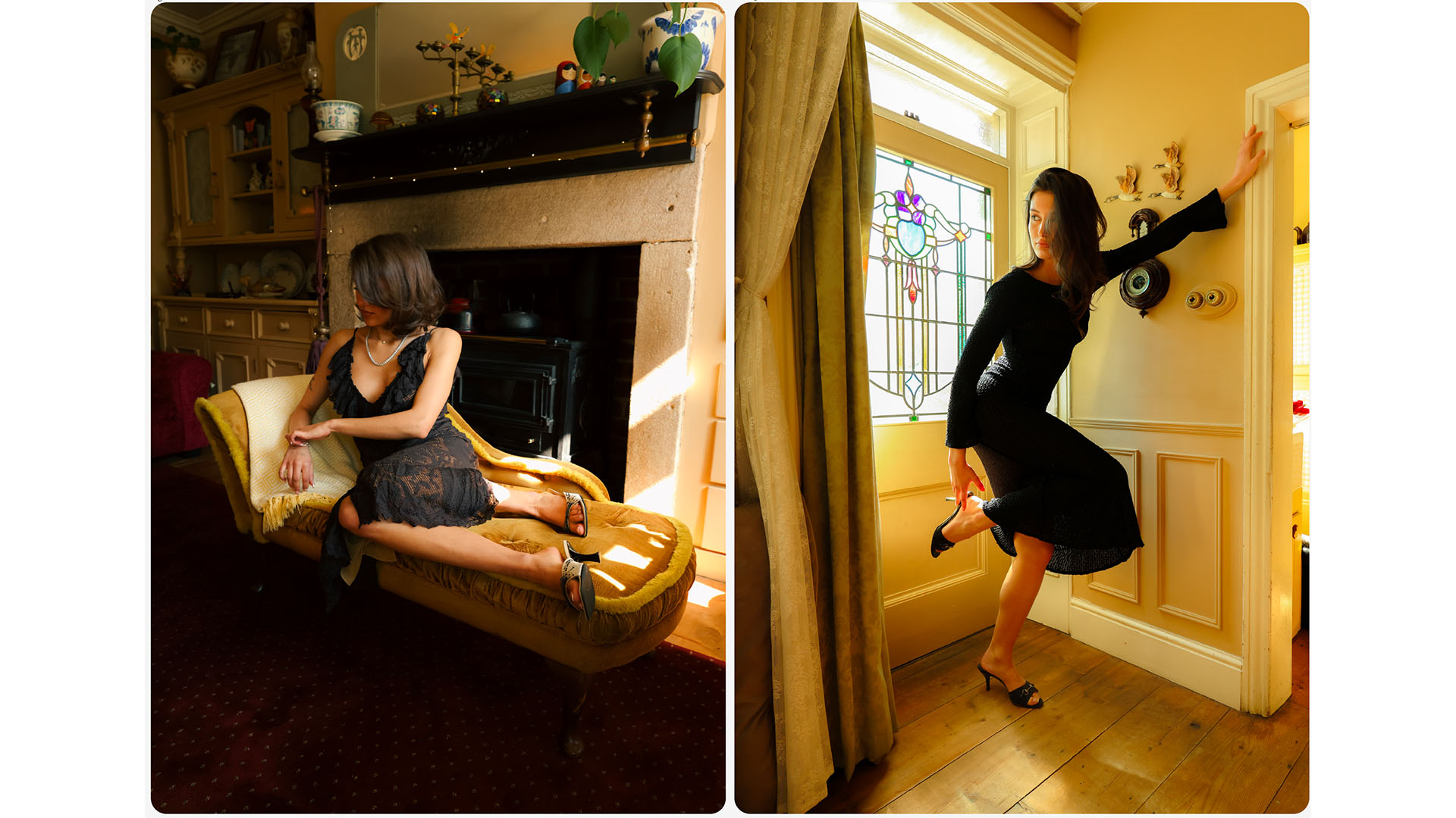 Two photographs of a woman