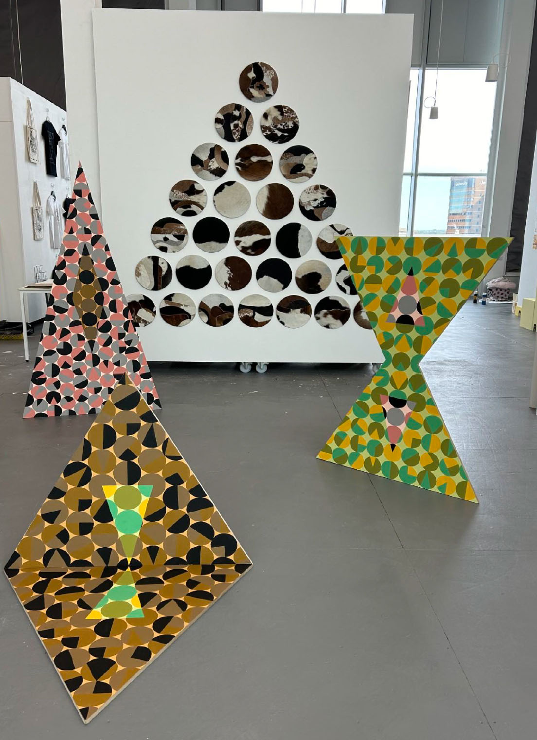 Student artwork featuring abstract shapes