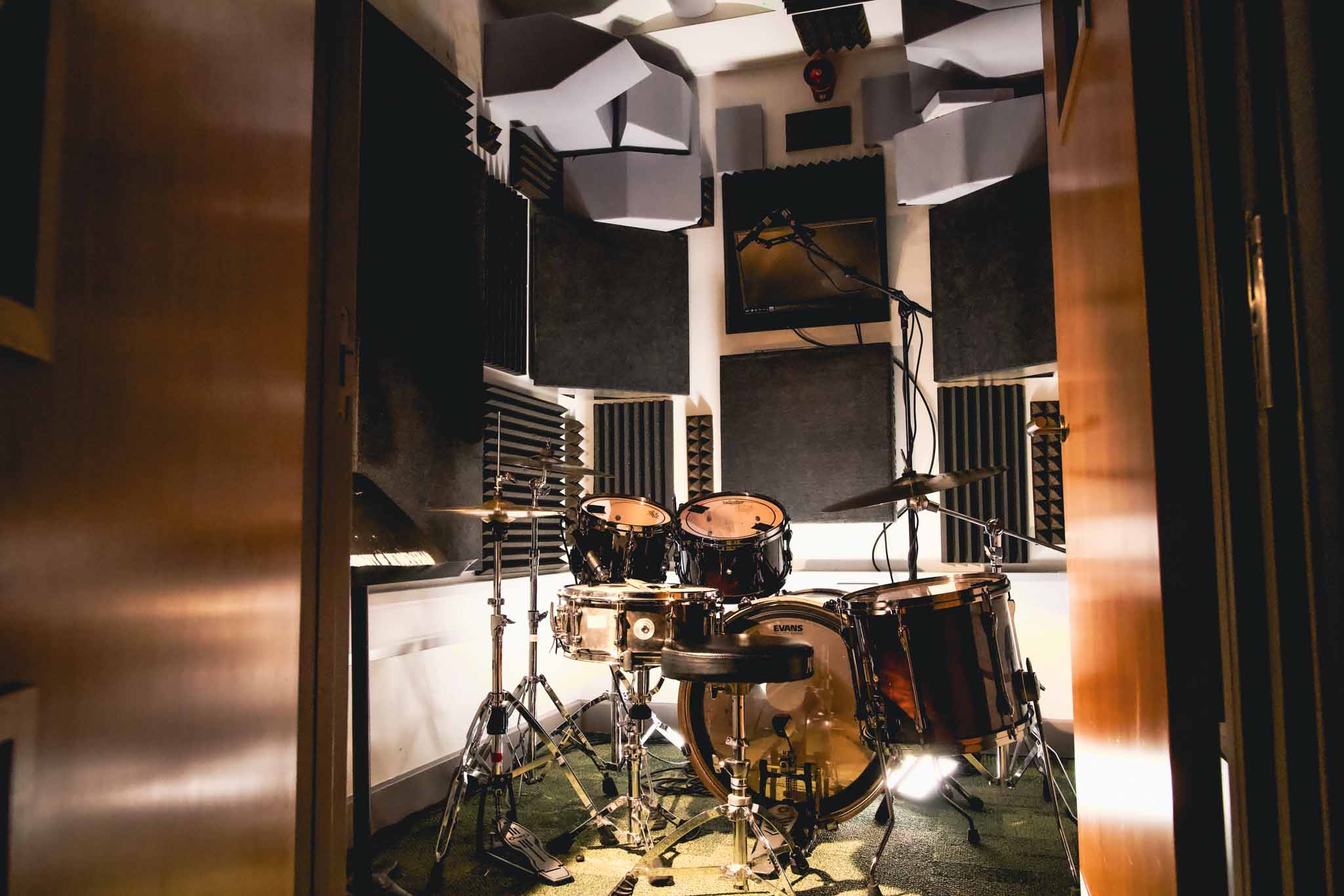 Drum booth in a songwriting studio