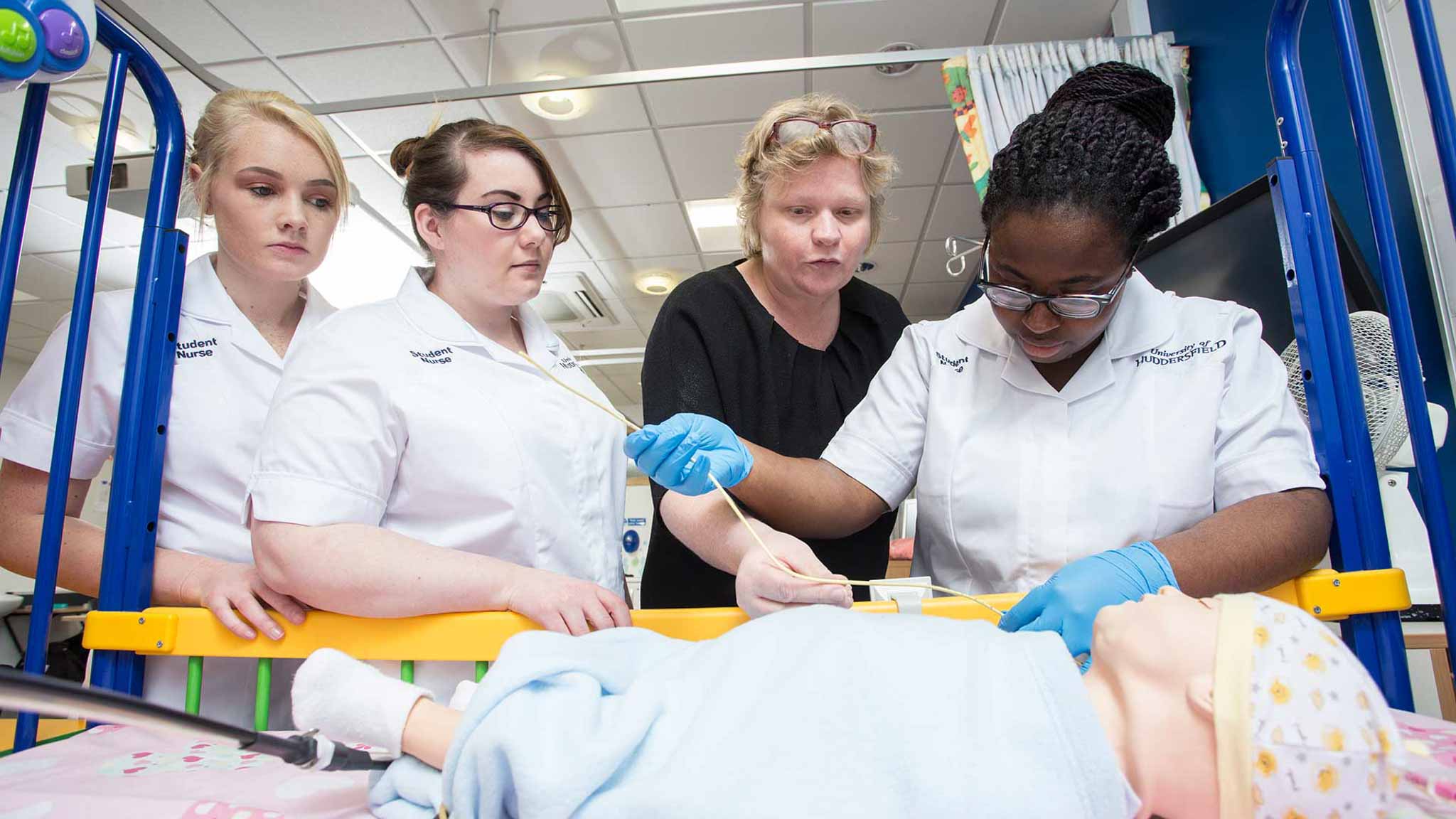 Learning how to pass a nasogastric tube on a baby